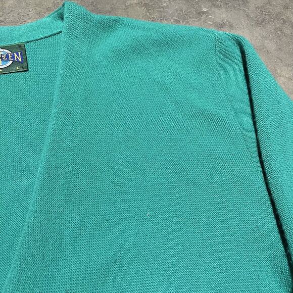 Vintage 80s Jantzen Green Acrylic Cardigan - Picture 2 of 3